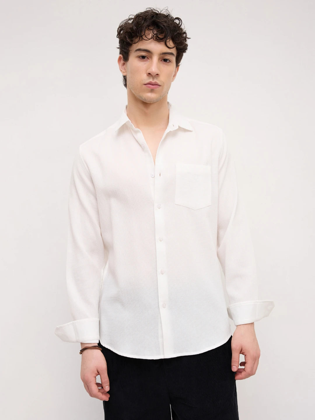 White Micro Willow Textured Shirt