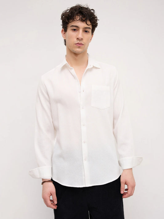 White Micro Willow Textured Shirt
