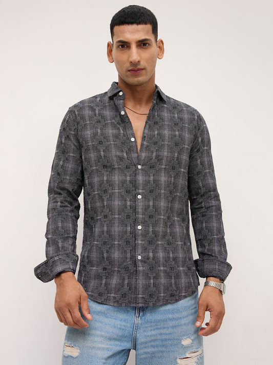 Black Eclipse Textured Casual Shirt