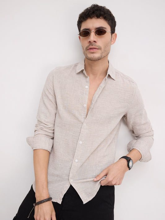 Desert Sand Beige Textured  Shirt