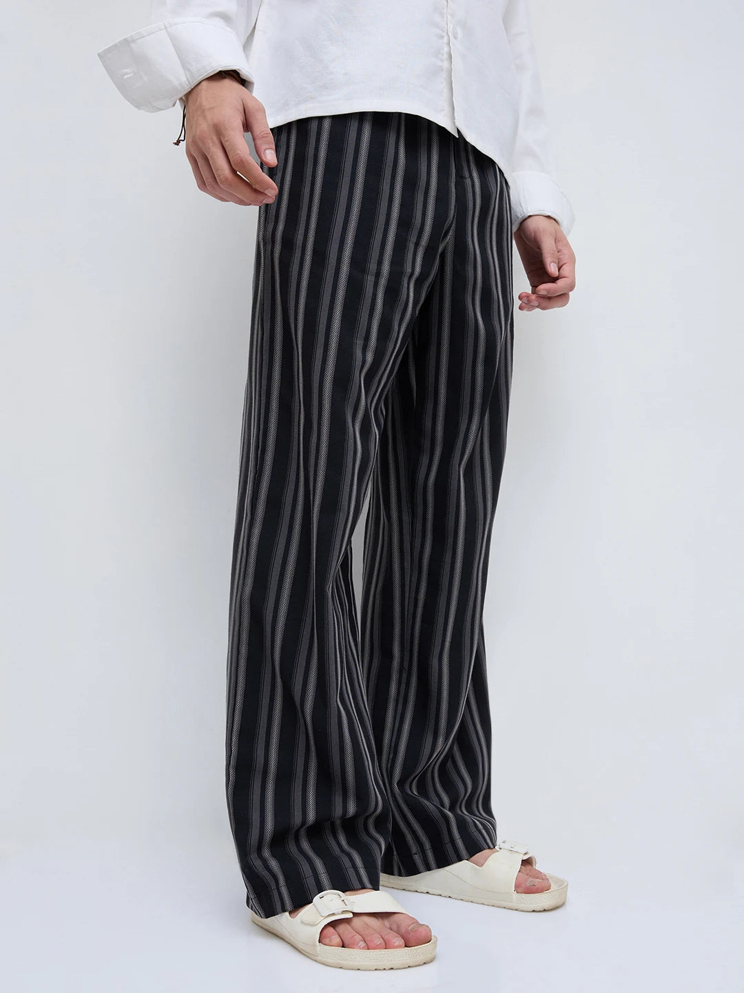 Timeless Black Striped Wide Leg Trousers