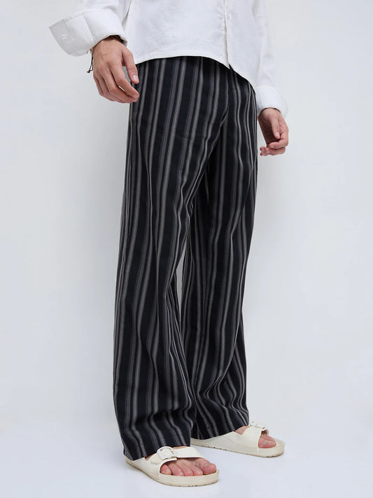 Timeless Black Striped Wide Leg Trousers