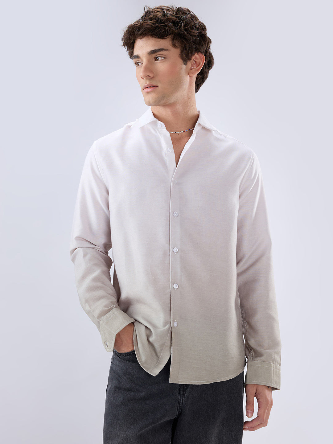 Elegant Pistachio Green Ombre Shirt