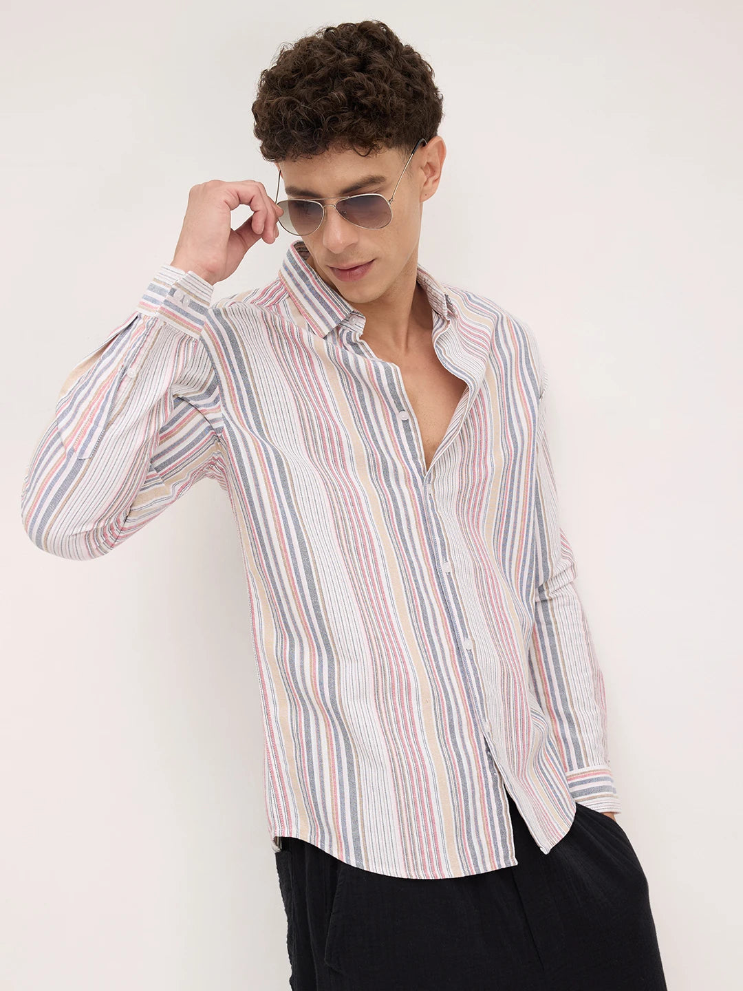 Classic Multicolor Vertical Striped Oxford Shirt