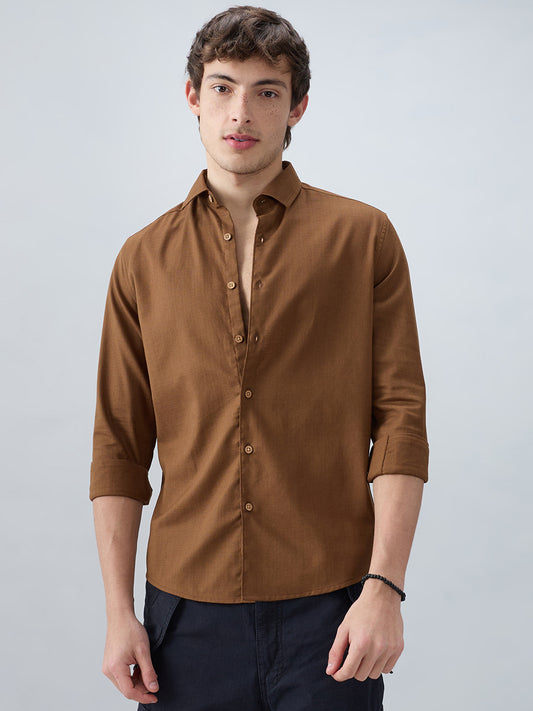 Deep Brown Dense Weave Shirt