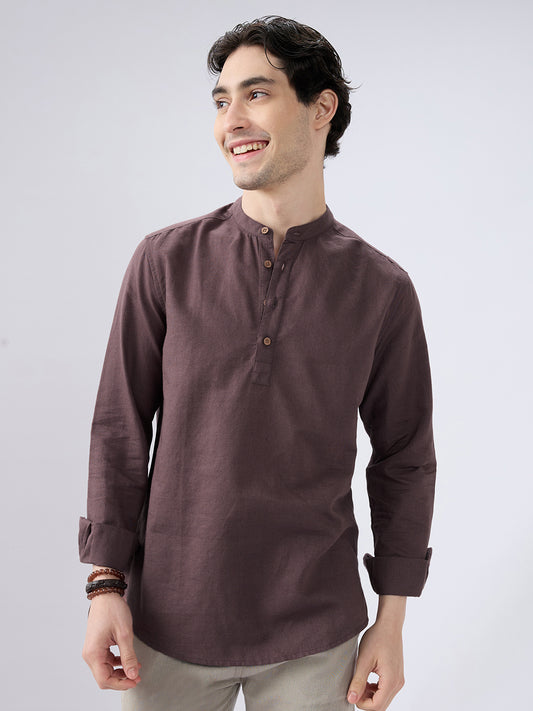 Deep Brown Everyday Linen Kurta