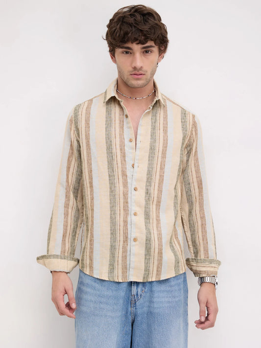Multi Colour Elemental Slub Striped Shirt