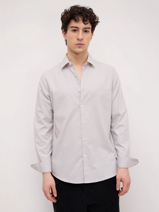 Grey Micro Basket Weave Shirt