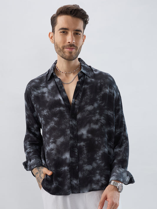 Midnight Mist Tie-Dye Boxy Fit Crop Shirt