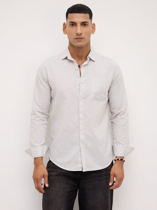 Trendy Pastel Grey Fine Textured Shirt