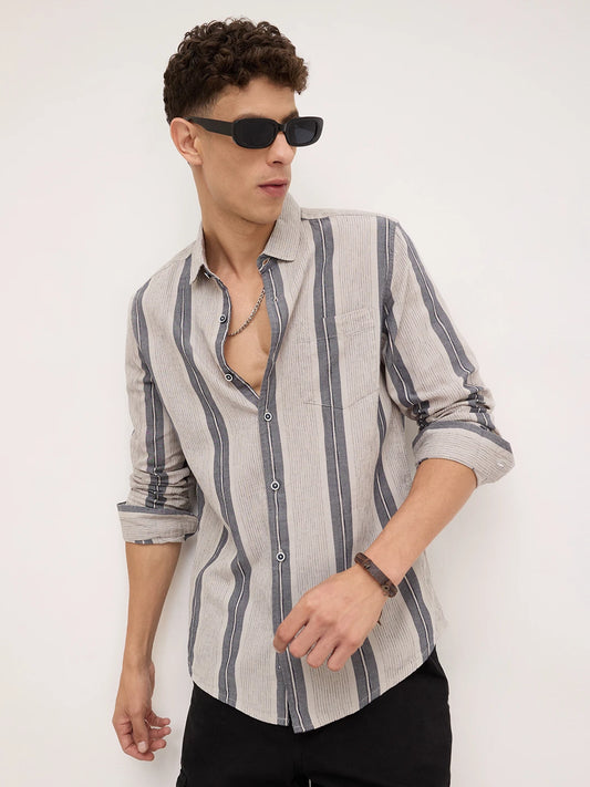 Grey Slateway Striped Shirt