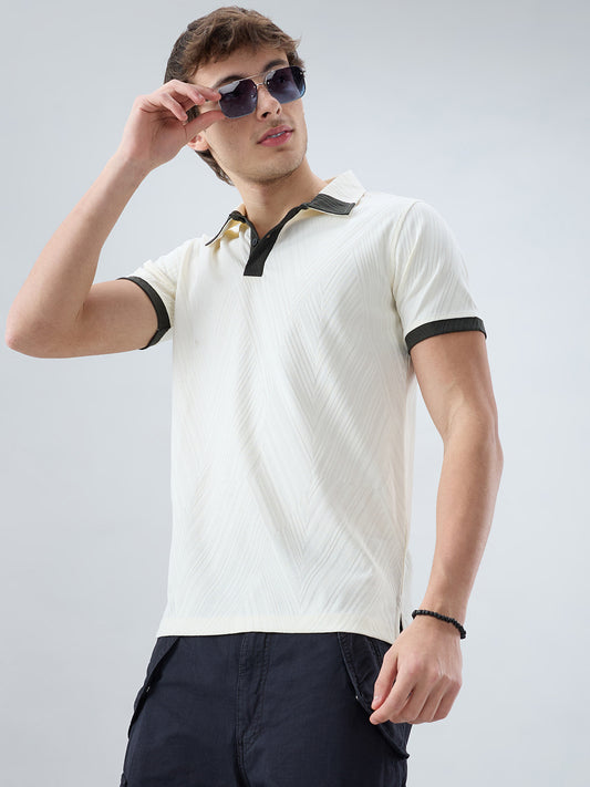 Off-White Contrast Polo Neck T-shirt
