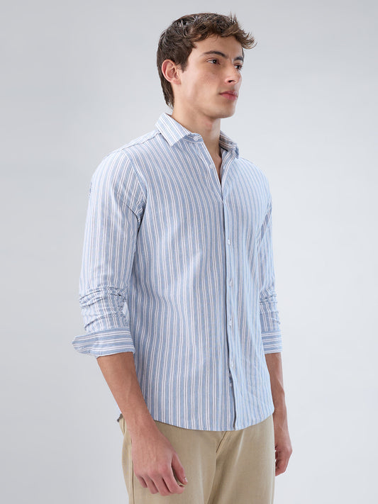 Classic Blue Mist Striped Knitted Shirt