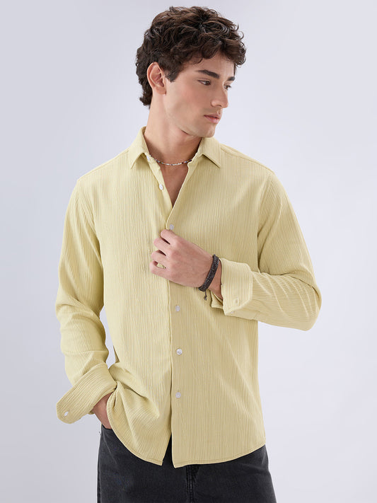 Lemon Yellow Matrix Weave Knitted Shirt
