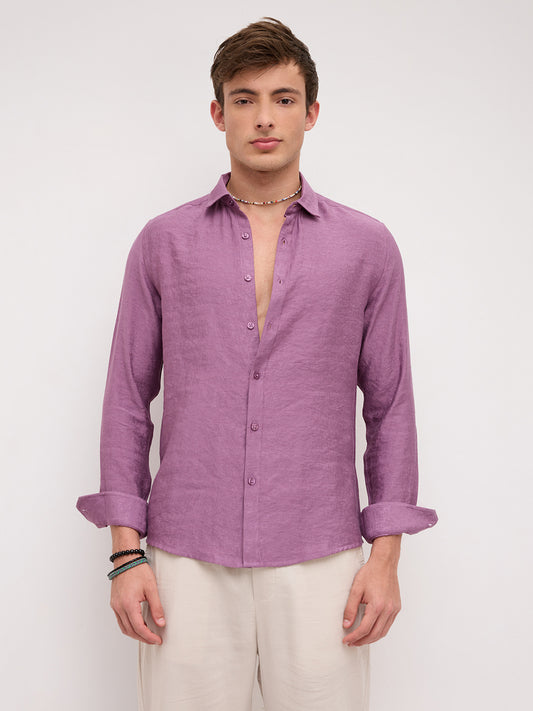 Heather Mauve Crinkled Shirt