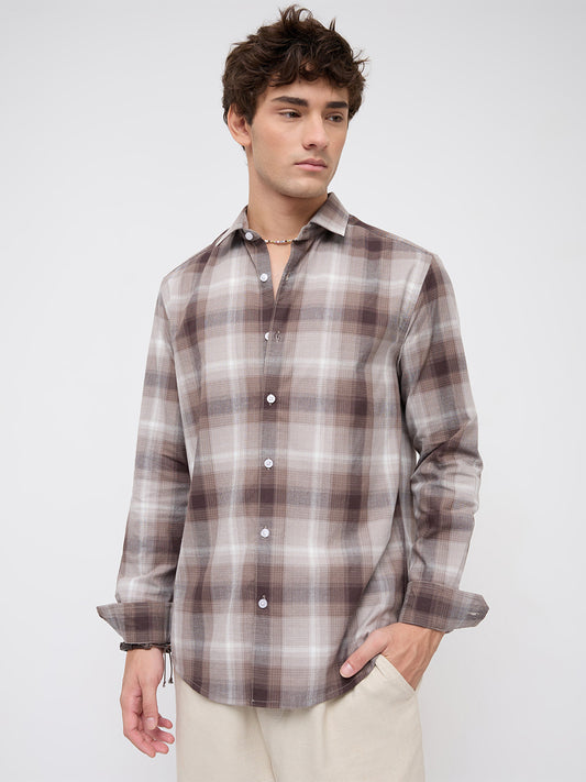 Timeless Cocoa Brown Shadow Checks Shirt