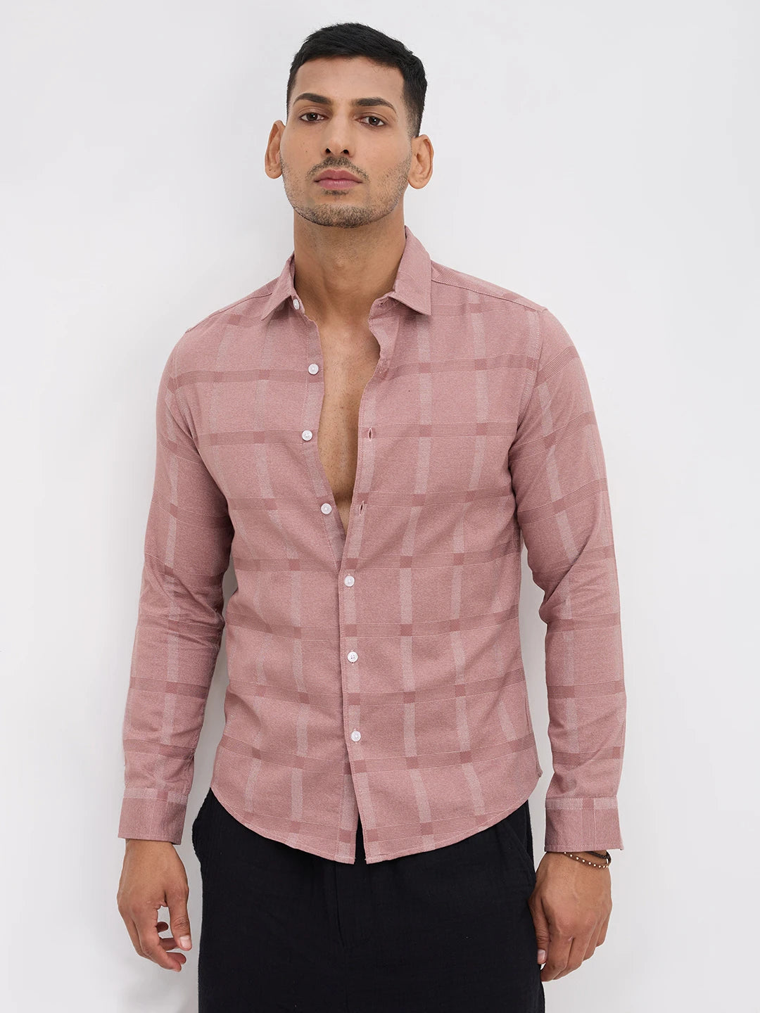 Distinctive Rosewood Dusk Peachy Pink Checks Shirt
