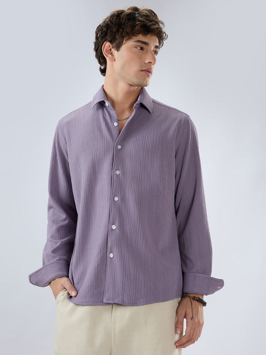 Heather Purple Matrix Weave Knitted Shirt