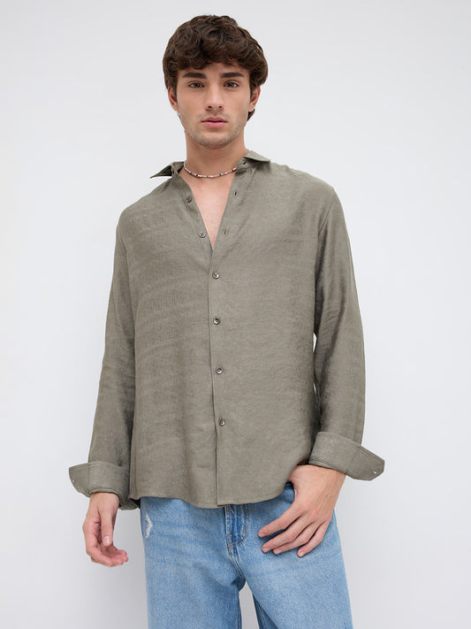 Luxe Olive Fine Frost Textured Shirt
