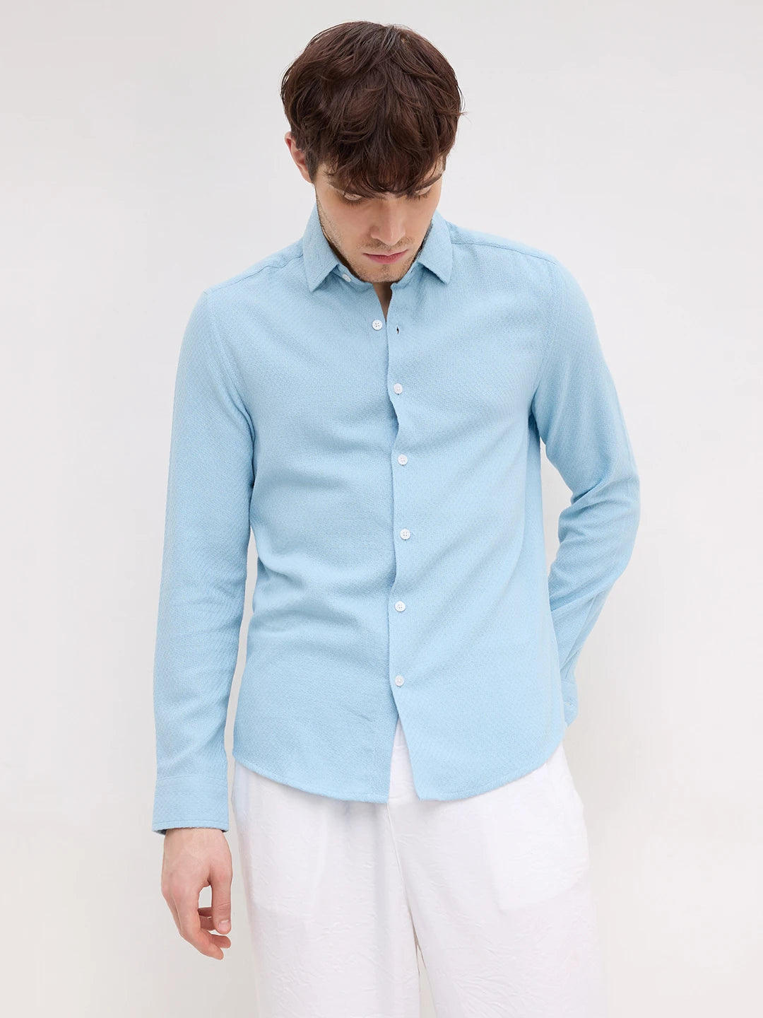 Morning Blues Artisan Weave Textured Shirt