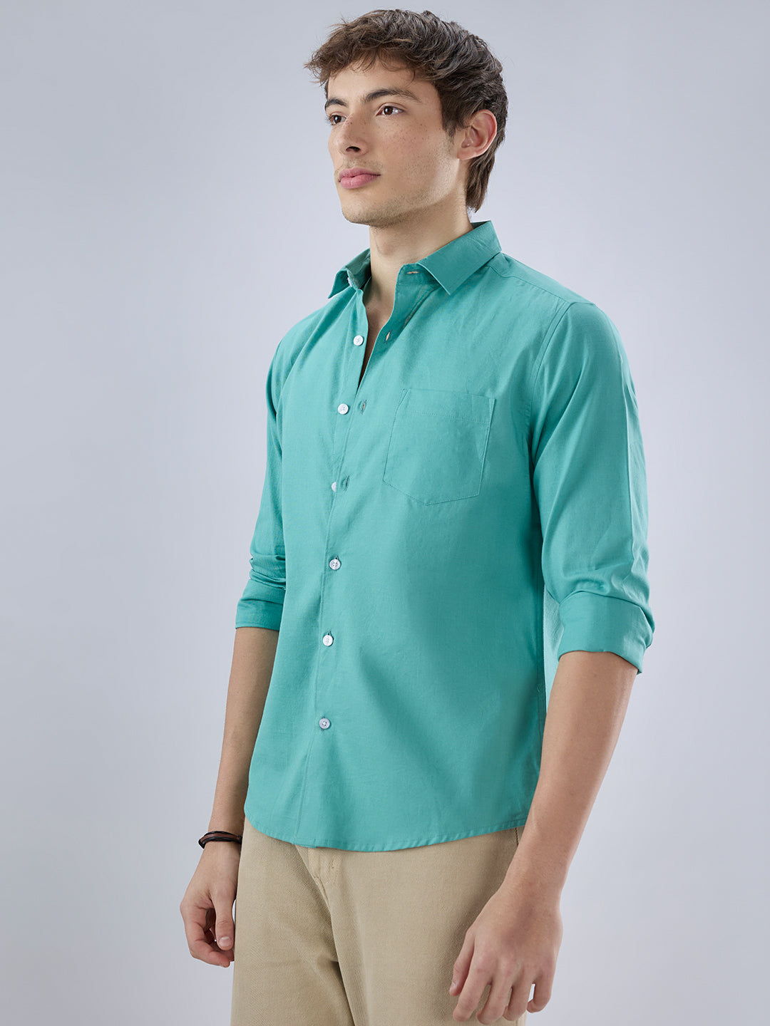 Pine Green Slub Textured Everyday Shirt