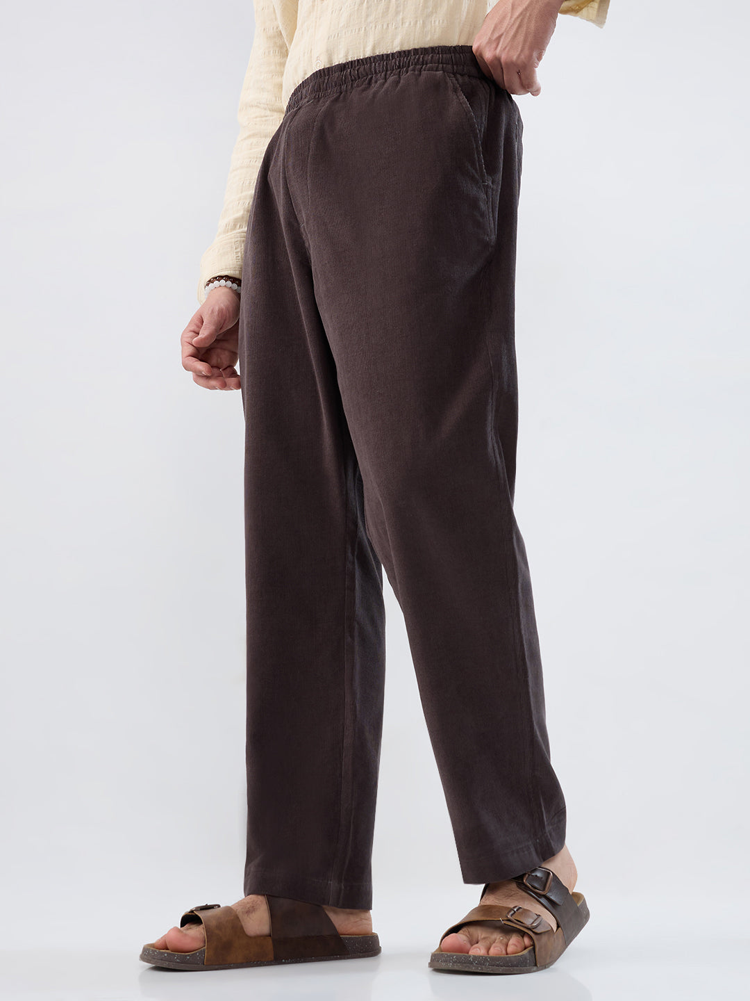 Coffee Brown Corduroy Tapered Trousers