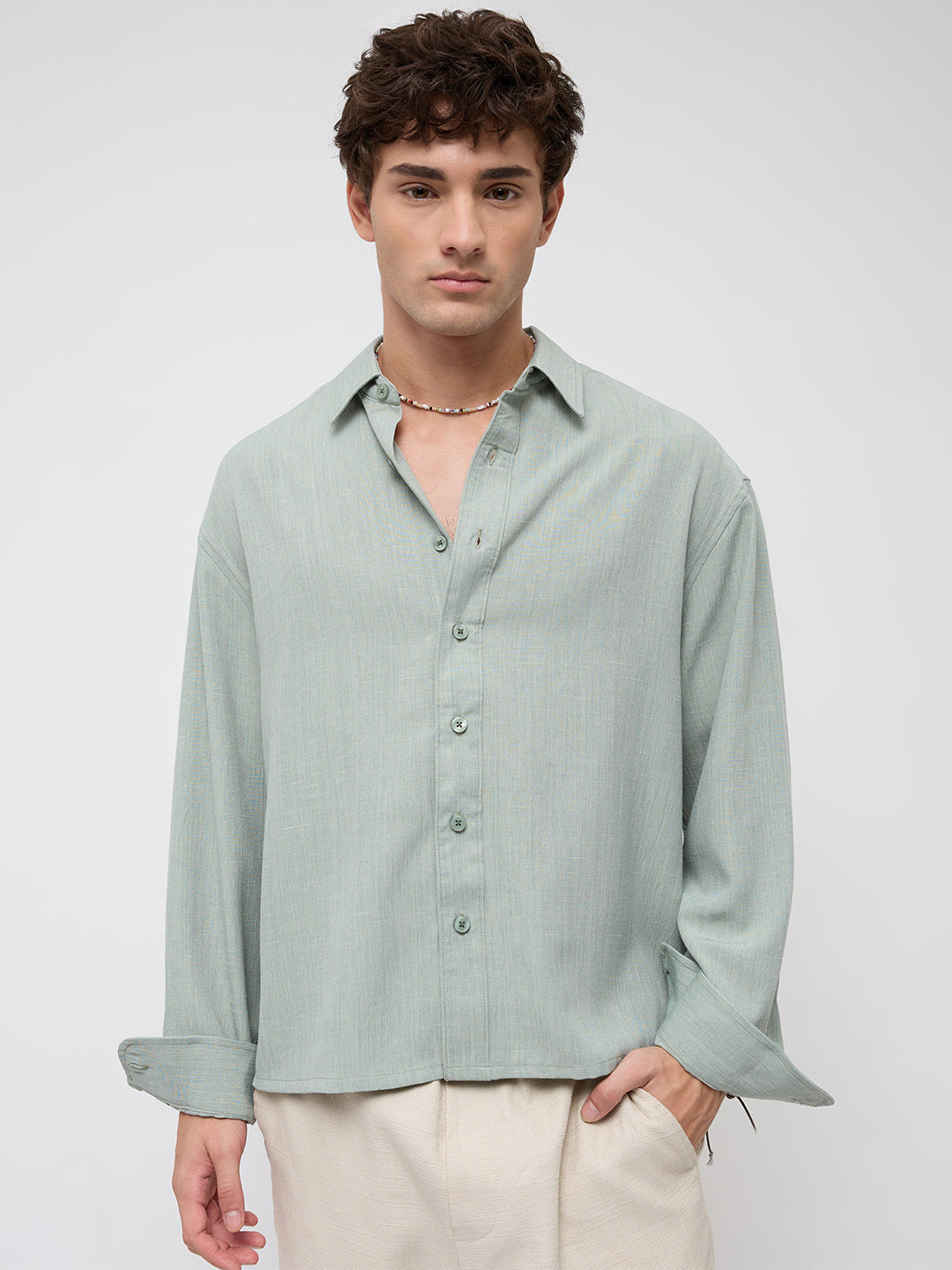 Misty Moss Green Fine Weave Shirt