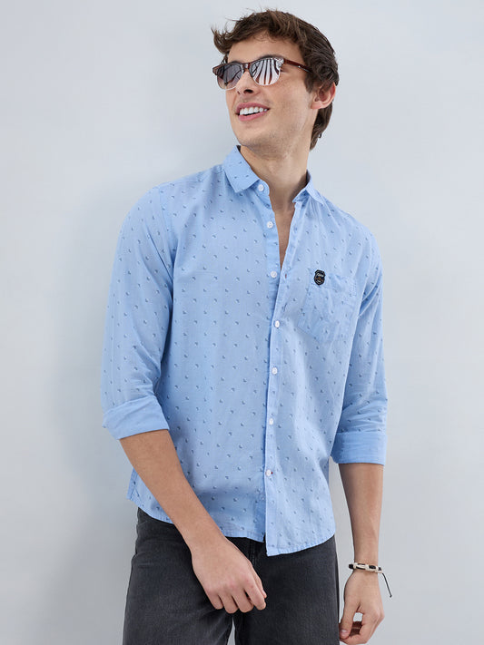 Elegant Blue Printed Everyday Shirt