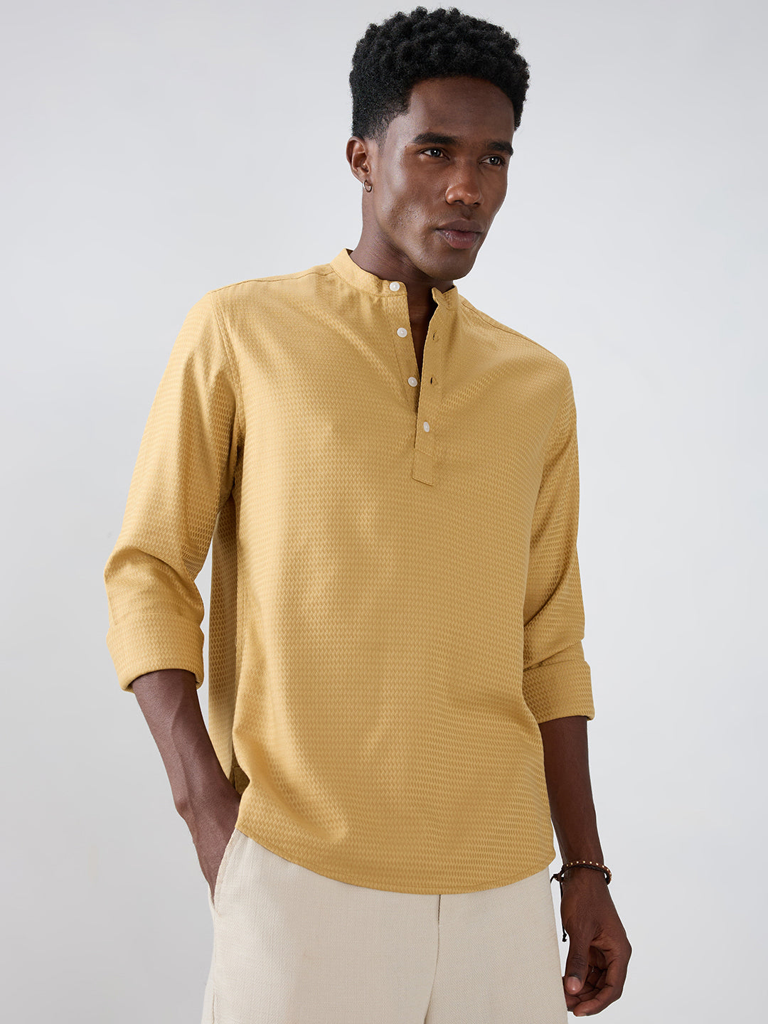 Golden Wavy Textured Kurta