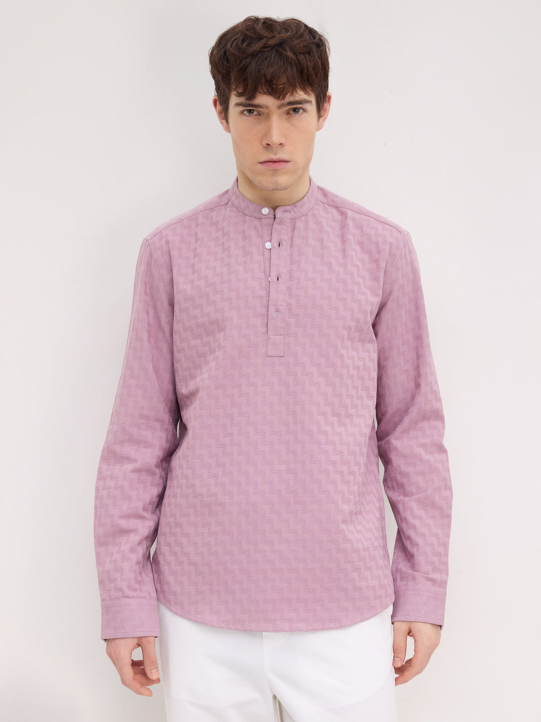 Charming Mauve Pink Maze Textured Kurta