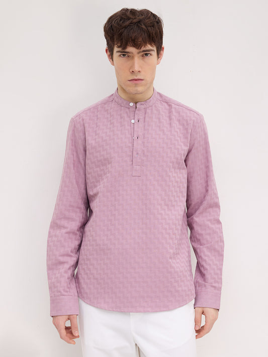 Charming Mauve Pink Maze Textured Kurta