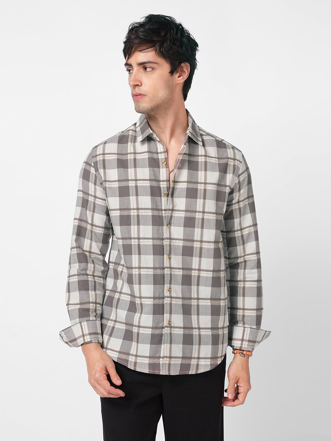 Mocha Brown Plaid Checks Shirt
