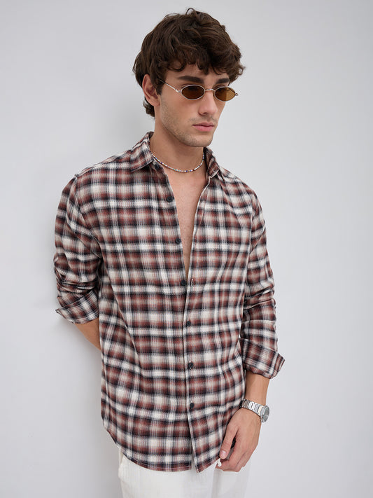 Brown & Ivory Shadow Checks Shirt