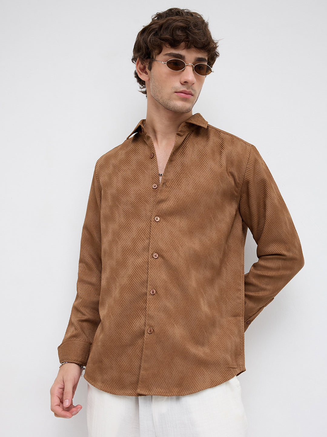 Desert Dune Diagonal Twill Textured Statement Shirt