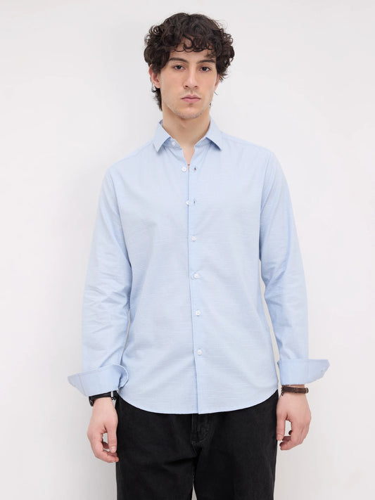 Soft Blue Square Textured Everyday Shirt