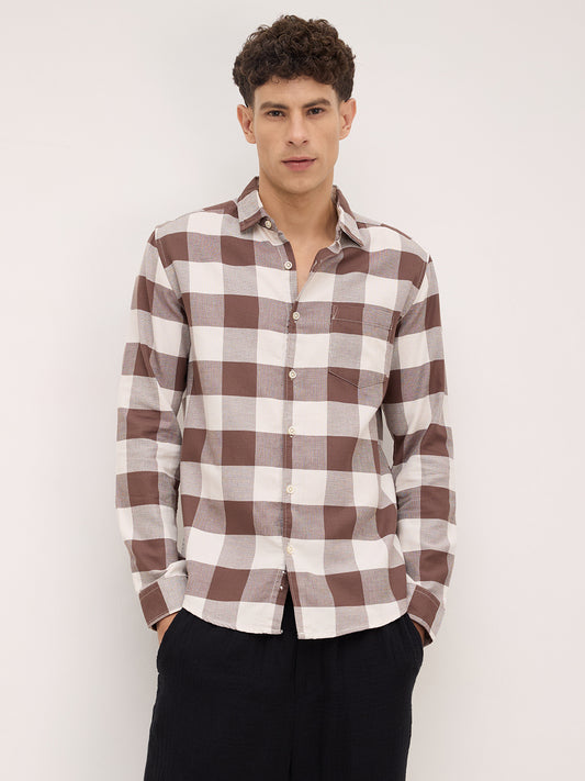 Brown & Ivory Box Checkered Shirt