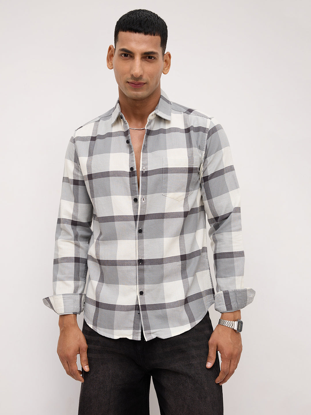 Moonmist Grey Statement Check Shirt