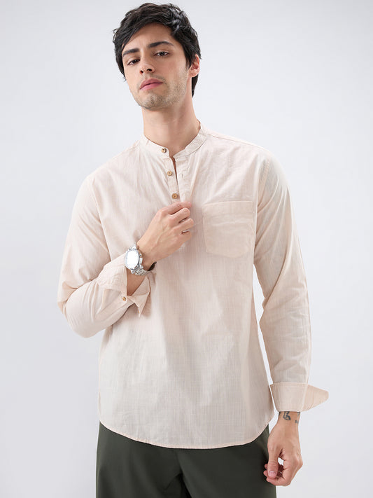 Alabaster Cream Slub Textured Kurta