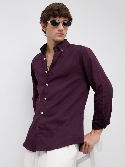 Matte Purple Button-Down Collar Business Shirt