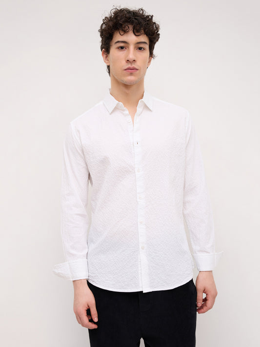 Pearl White Bubble Textured Shirt
