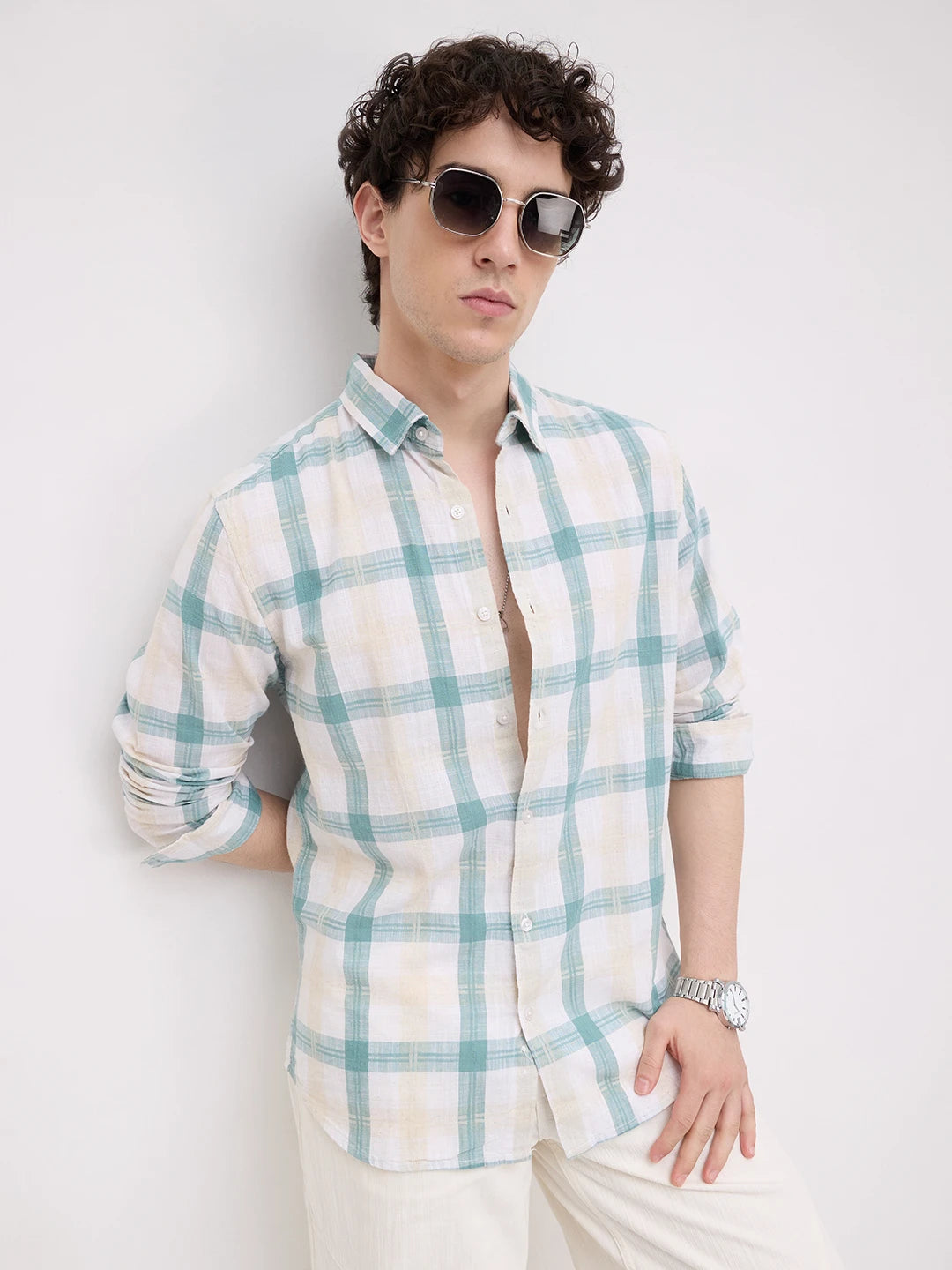 Premium Timeless Seafoam Green Block Checks Shirt
