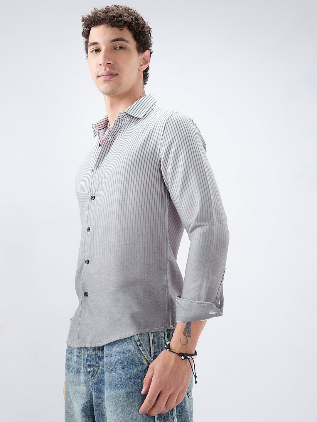 Ash Grey Pinstripe Ombre Shirt