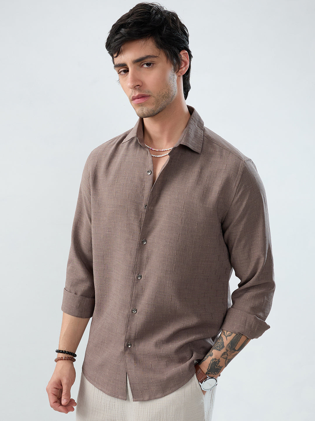 Ash Grey Minimal Textured Everyday Shirt