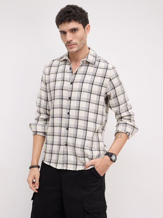 Rustic Crosshatch Plaid Checks Statement Shirt
