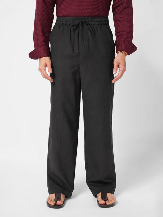 Timeless Charcoal Black Suede Straight Fit Trousers
