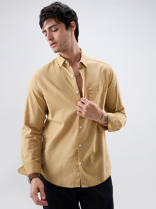Solid Camel Beige Statement Shirt