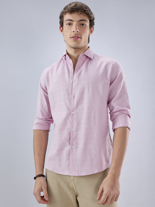 Blush Pink Fine Weave Textured Shirt