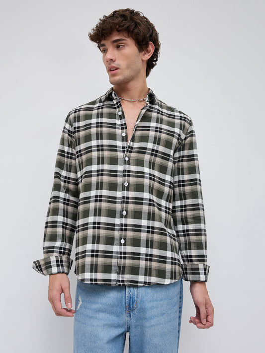 Classic Forest Green & White Plaid Checks Shirt