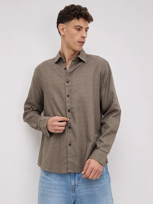 Bronze Olive Jacquard Weave Shirt