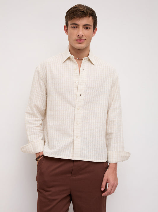 Dessert Loom Sheer Checks Boxy Fit Crop Shirt